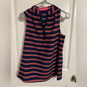 Red and Navy Macbeth Collection Sleeveless Top